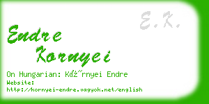 endre kornyei business card